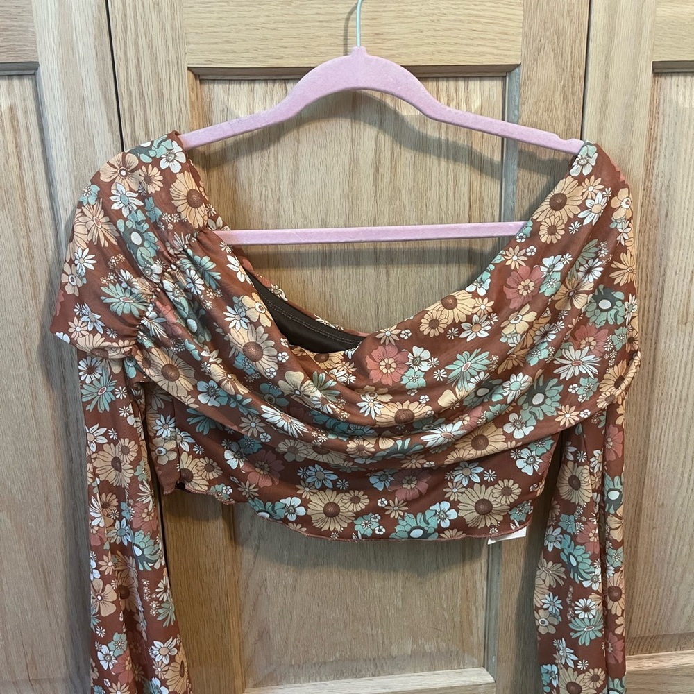 Floral Brown Crop Top